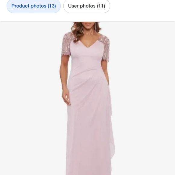 Xscape Blush Maxi Dress with Lace Sleeves - Picture 1 of 4